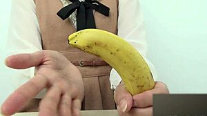 hand crush fetish girl crushes banana