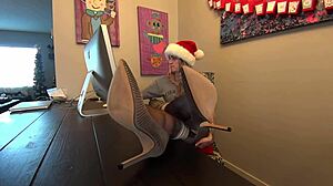 the naughty elf part 1 shows wrinkled nylon toes