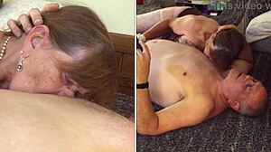 granny norma gives gloved blowjob