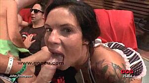 pair of pervert whores in bukkake video