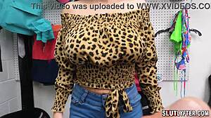 Stacked shoplifter teen 18+ megan maiden gets in trouble with lp officer tommy gunn