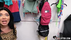 Stacked shoplifter teen 18+ megan maiden gets in trouble with lp officer tommy gunn