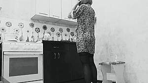 Anal in the kitchen milf wanted to make breakfast but started fucking her holes big ass 🍑