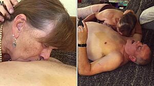 granny norma gives gloved blowjob