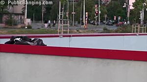 Incredible extreme public sex teen 18+ threesome gangbang orgy with cute blonde girl