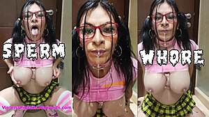 bukkake sissy slut adicta a recibir la leche en la cara y las tetas