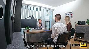 loan4k family couple came to get a loan and wife decided to fuck with a manager right there