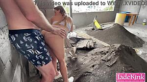 Slut fucked outdoor in a public construction site big ass pov