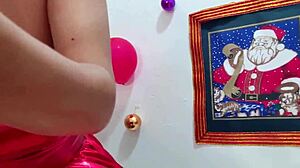 real amateur masked latina fingers pussy while talking dirty in christmas dress