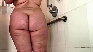 curvy bea york bathes and masturbates in shower