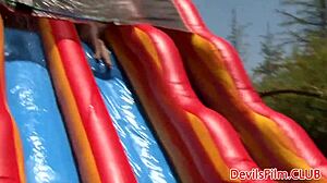 Lesbian beauties toying eachother pussies with strapon