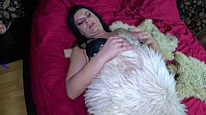 face fuck that slut deep on the sheepskin rug then watch her play with cum