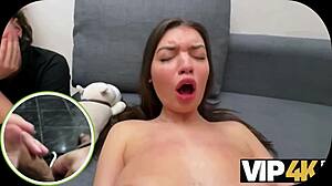 two pretty lesbians enjoy threesome with stranger from train