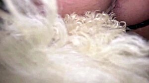face fuck that slut deep on the sheepskin rug then watch her play with cum