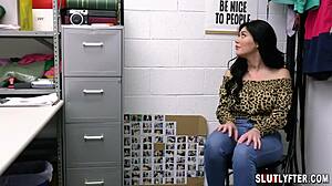 Stacked shoplifter teen 18+ megan maiden gets in trouble with lp officer tommy gunn