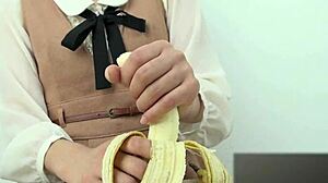 hand crush fetish girl crushes banana