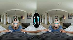 first time vr scene with excited pole dancer