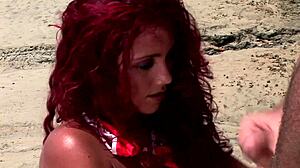 sexy redhead girl fucked at the beach by the sea