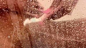 asian shaving her body