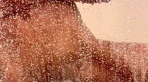 asian shaving her body