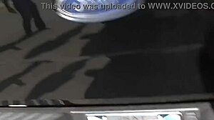 She gives him a blowjob and swallows cum