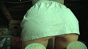 Upskirt Of Hot Stepsis Doing Chores In The Attic
