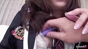 petite japanese teen picked up for first jav creampie
