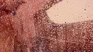 asian shaving her body