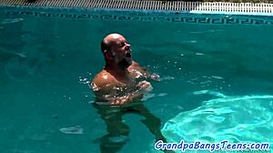 Cute teen gets banged and jizzed on by grandpa