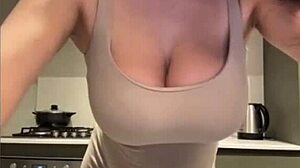 stepmom rubs her big milky tits outdoors
