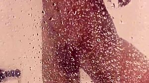 asian shaving her body