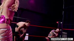 wrestling turns into freeuse fucking with masked guys