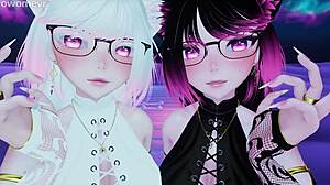 two horny catgirls fuck you in pov threesome