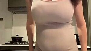 stepmom rubs her big milky tits outdoors
