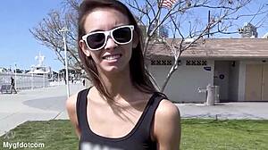 out in public fucking with brunette riding hard