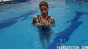 Ashlee rose poses in silver dress underwater scene