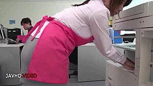 chihiro akino gives stunning blowjob leading to explosive creampie in office