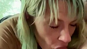 Real hooker loves sucking cock in backseat and swallows