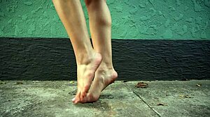 walking barefoot on concrete with dirty soles fetish