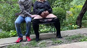 pervert step son watches step mother masturbate in public park