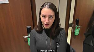 I woke up and jerk off on big ass roommate - she do sloppy blowjob on her bed and take cum in mouth