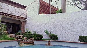 Hot latina stepmom wants pool sex