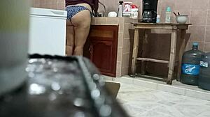 spying on my curvy stepsister walking around the kitchen in just panties