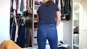 stepmother puts on tight jeans and i jerk off to her
