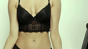 Petite Eliza Ibarra Posing In Black Lingerie