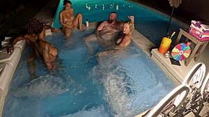 Deliah grace krystal davis and lyric sky had a wild hot tub orgy together