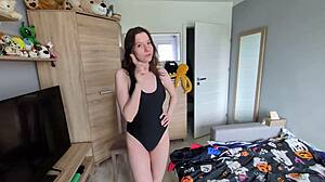 young influencer in swimsuit got blackmailed by her camera man