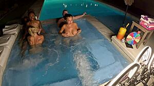 Deliah grace krystal davis and lyric sky had a wild hot tub orgy together
