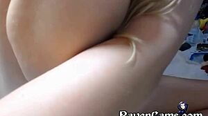 Horny camgirl pushes extreme large butt plug into her tight soft ass