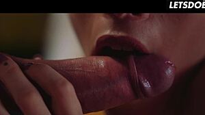 She licks cock with orange in cereal bath